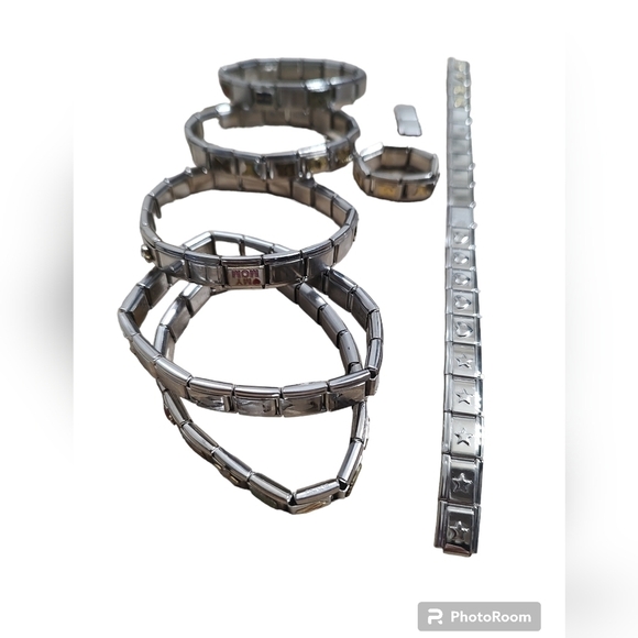 LARGE LOT "NOMINATION" style STAINLESS CHARM BRACELETS - Picture 3 of 3